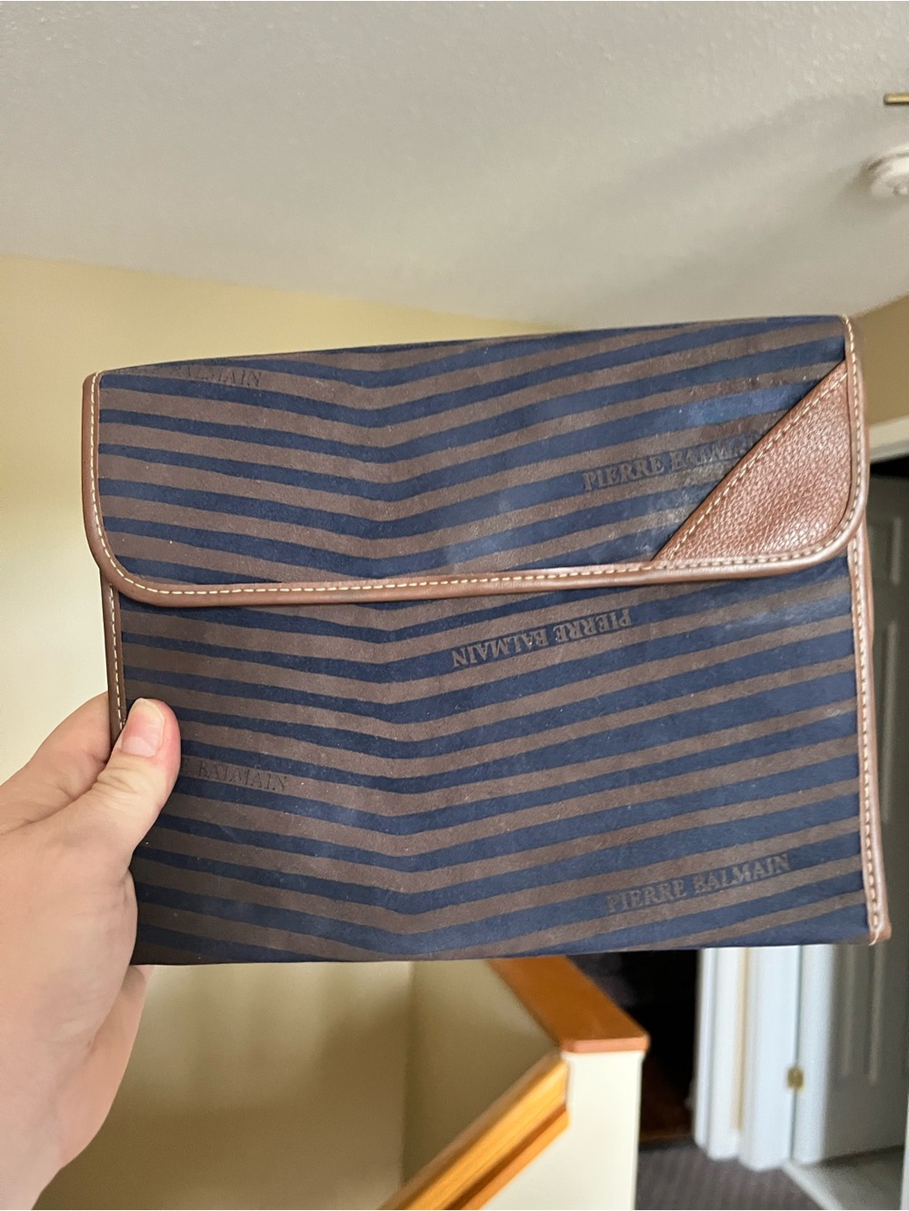 Knockoff Pierre Balmain Navy and Brown Striped Organizer